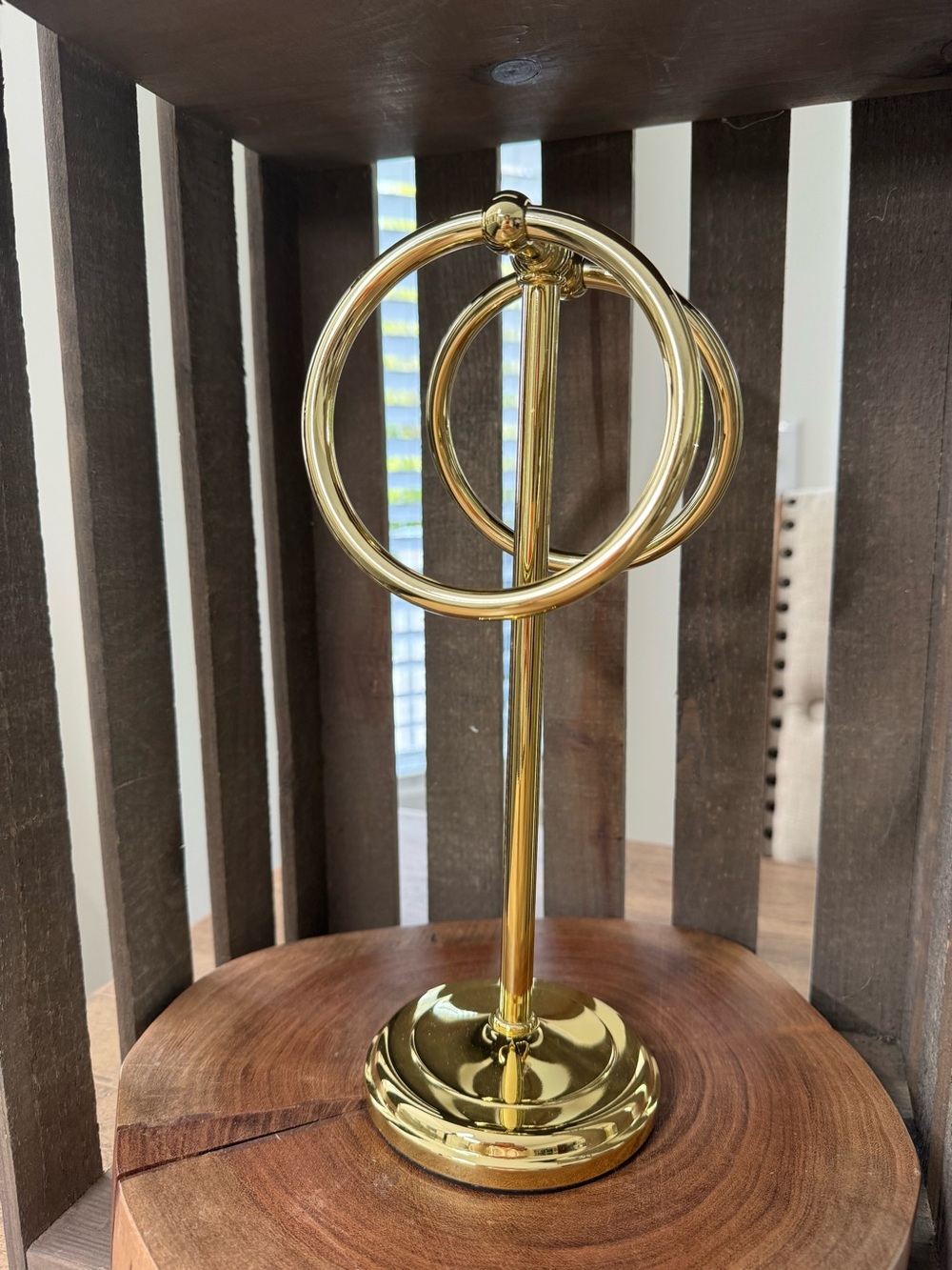 Gold Brass Bathroom Double Ring Hand Towel Holder